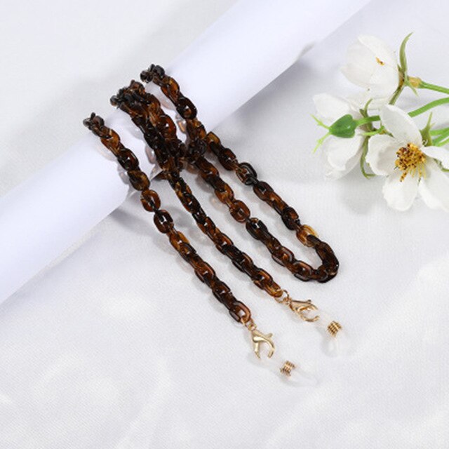 Cadena colgante para mascarilla, cadena para gafas, soporte de correa de resina acrílica, cordón antipérdida para máscara facial: 1