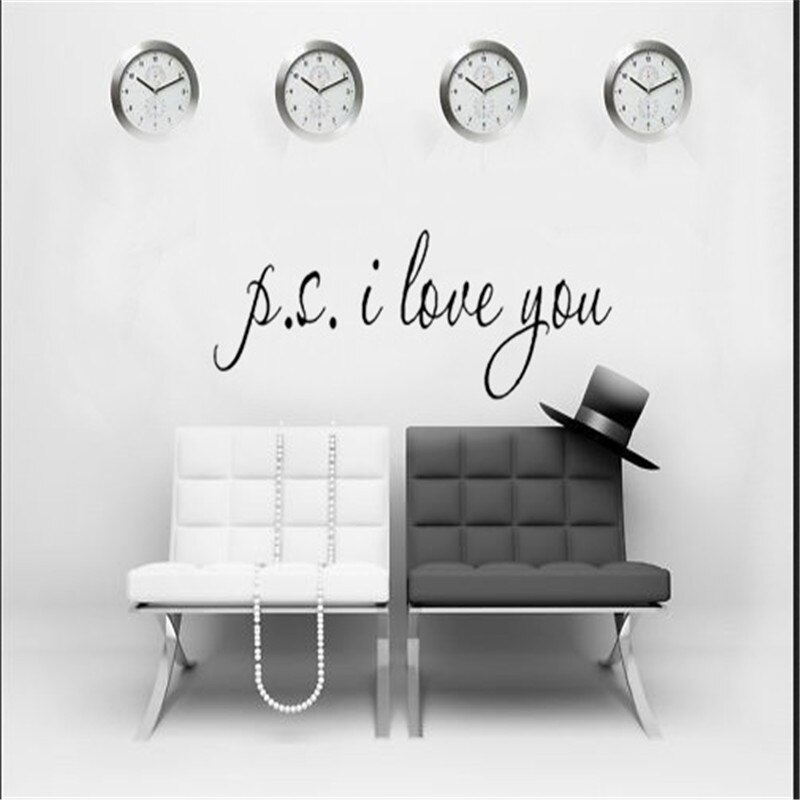 58*15cm PS I Love You Wall Art Decal Home Decor Famous & Inspirational Quotes Living Room Bedroom Removable Wall Stickers 8017