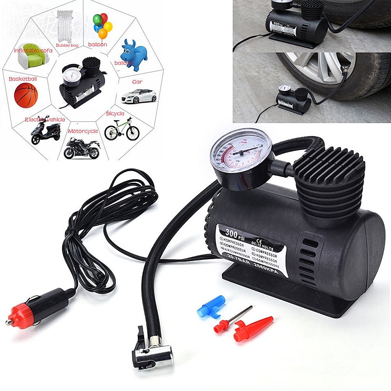 Portable Mini Air Compressor Electric Tire Inflator Pump Car 12V 300PSI Auto High Pressure Pump Car Tire Air Inflator Pumps
