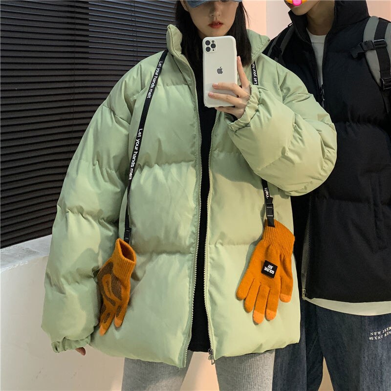 Privathinker winterkleding paar parka's losse dames studenten warme dikke rits jas man casual oversized parka's: Doulv / M