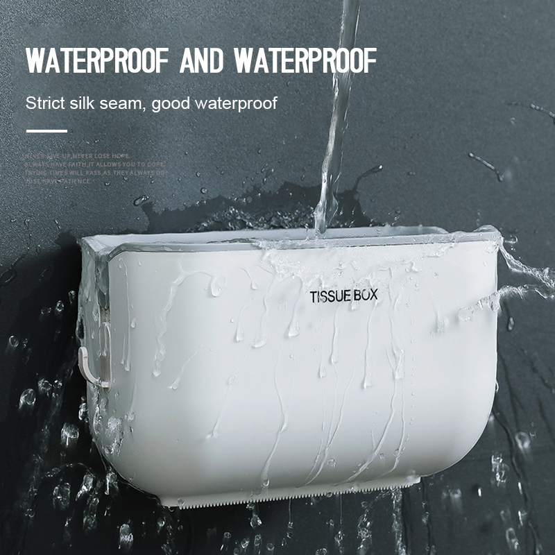 Portable Toilet Tissue Box Toilet Paper Box Rack Sanitary Paper Box Household Punch-free Toilet Waterproof Paper Roll Paper Tube