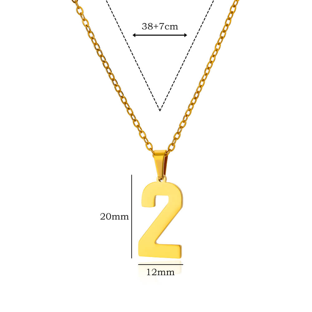 Digitale anhengskjeder for kvinner gullfarget figurnummerhalskjede kragebenkjede premium rustfritt stål smykker krage: Rhodium belagt
