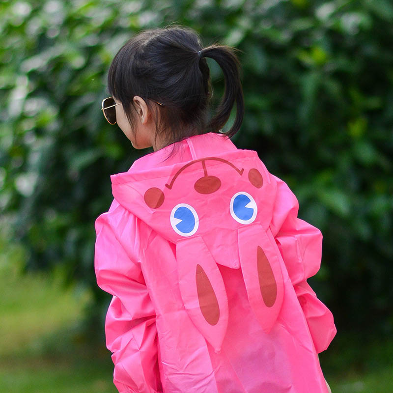Vanntett 1 stk barn regnfrakk barn regnfrakk regntøy vindtett regndrakt tegneserie dyrestil student poncho: Rosa