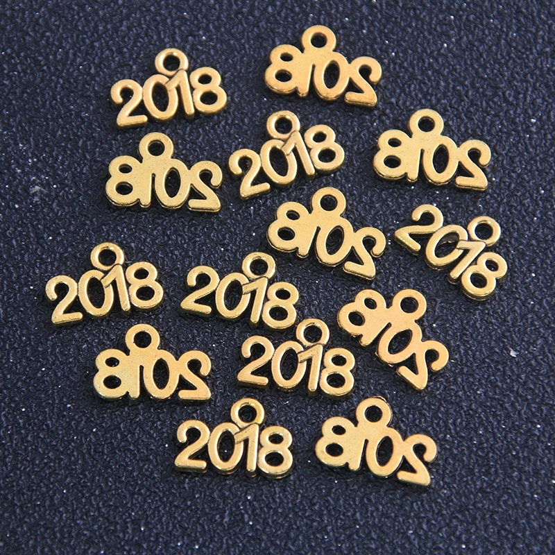 40 Uds. Colgantes de letras 2022, 10x14mm, colgantes de Color dorado, fabricación de joyas antiguas, artesanal hecho a mano