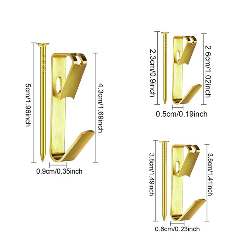 200Pcs Fotolijst Haak Zonder Trace Goud Met Nagels Diy Foto Haak Set Nordic Fotolijst Haak