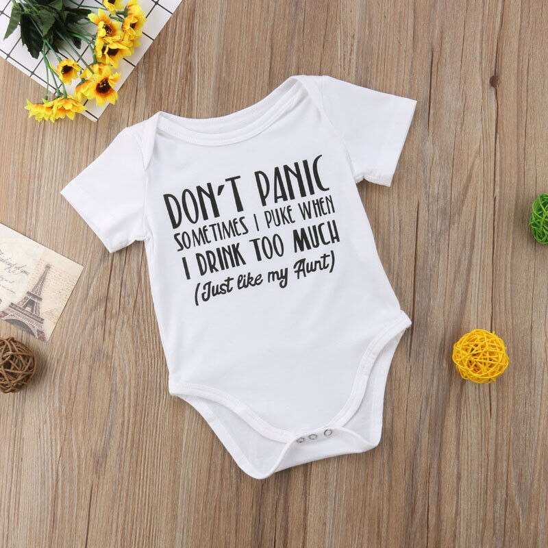 Newborn Baby Short Sleeve One-Piece Letter Print Short Sleeve Bodysuits Outfits