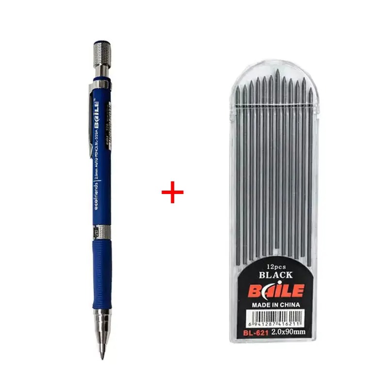 2,0 mm Druckbleistift-Set 2B, automatische Bleistifte mit farbigen/schwarzen Minenminen für Entwurfszeichnungen, Schreiben, Basteln, Kunstskizzen: YELLOW