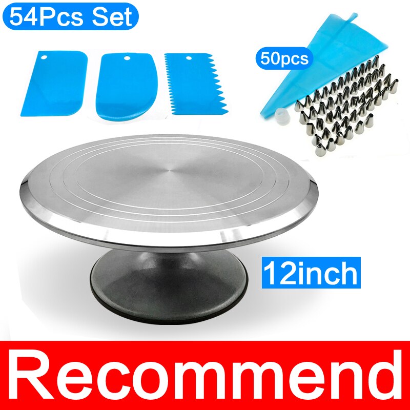 12inch Cake turntable flower mounting turntable flower mounting table household tools complete set of birthday tools: Sky Blue