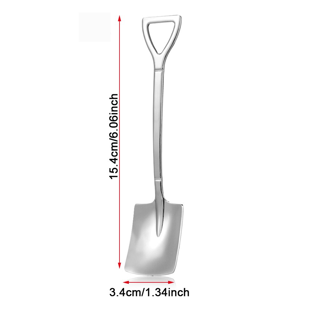 Multi-color Spoon Fork Shovel Shape Ice Cream Spoon&Fork Kitchen Gadget Long Handle Coffee Ice Cream Tool Kitchen Accessories: Silver-Spoon type2 A