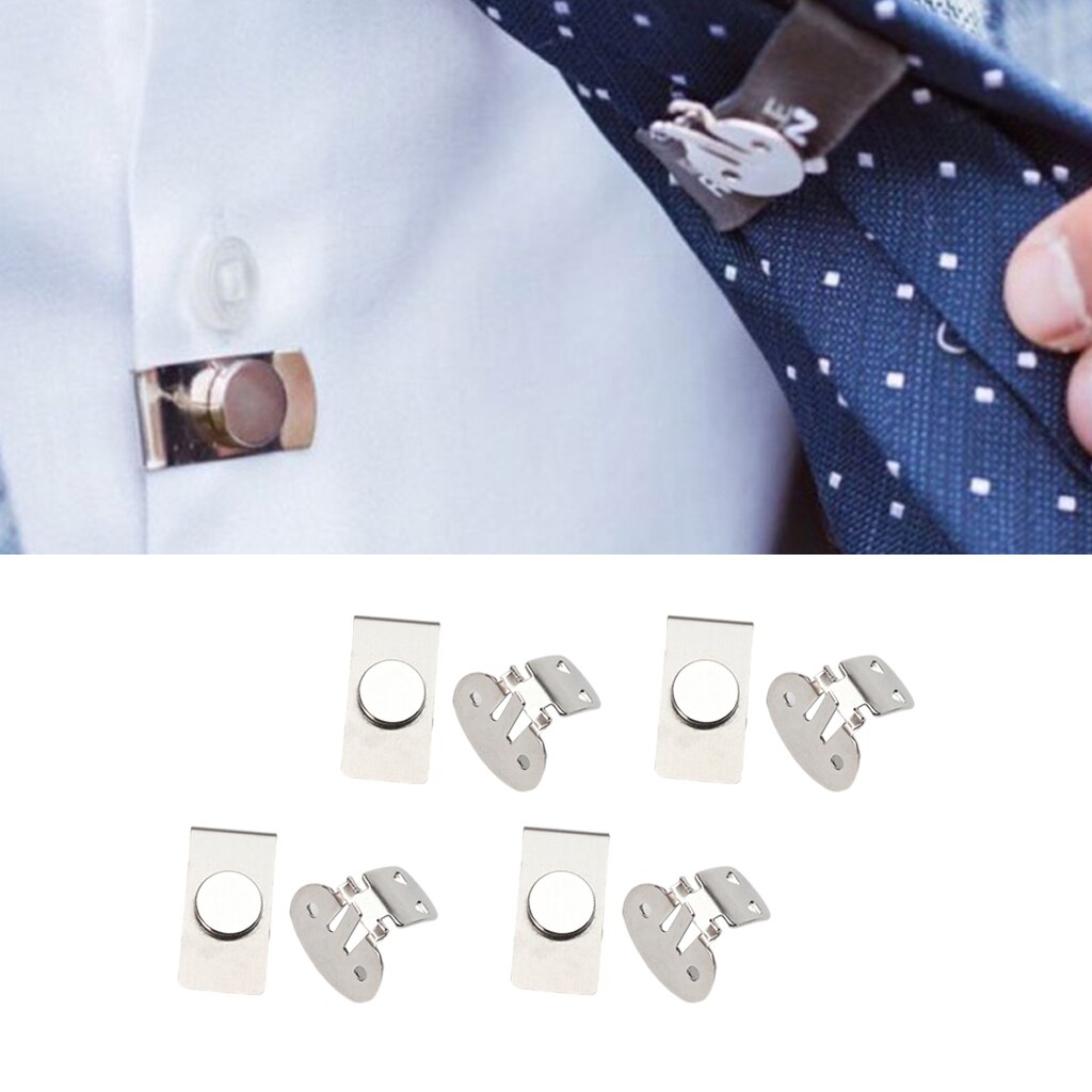 8Pc Tie Blijven Clips Onzichtbare Magnetische Rvs Anti-Rimpel Anti-Drijvende En Anti-Swing Tie houder Clips