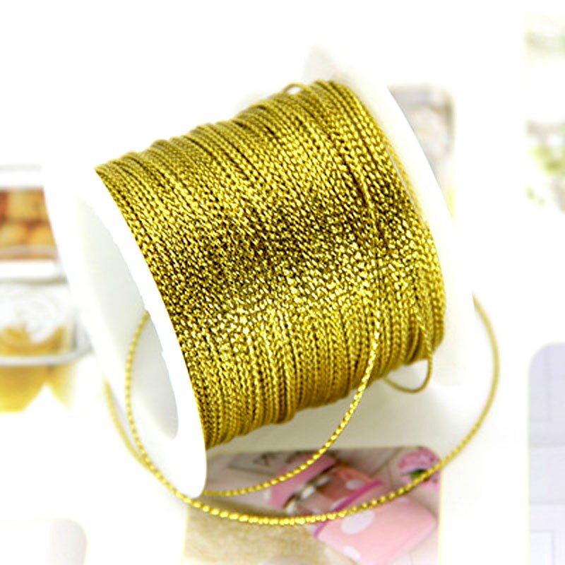 Corde à paillettes fil d'or bricolage 20m/roll | Cordon de ficelle, emballage de Bouquet de , décoration en rotin pour fête mariage Festival: 1.  gold