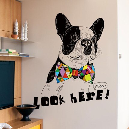 Kul hund hjemmedekorasjon vinyl veggklistremerker dyr se henne sitater moderne veggdekor plakat
