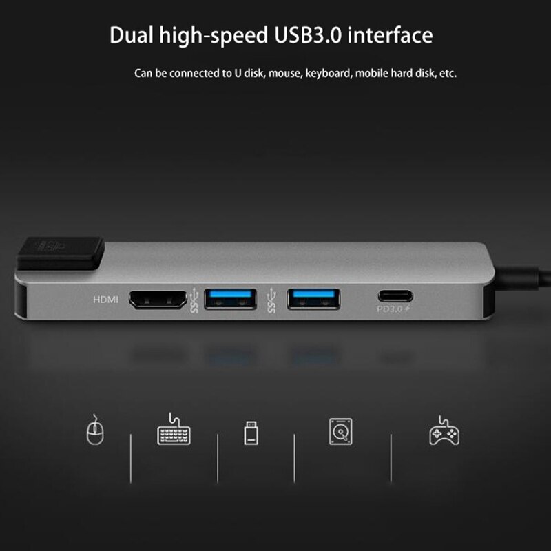 Docking Station Usb C Naar Ethernet 4K Hdmi Compatibel Usb 3.0 Adapter Met 1000Mbps RJ45 Poort Voor pro Laptop