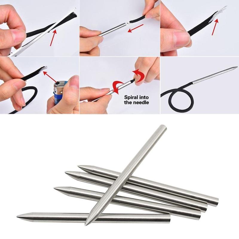2pcs 550 Paracord Fids Lacing Stitching Weaving Needles Steel Strings Stainless Paracord For Laces Works Z7P0