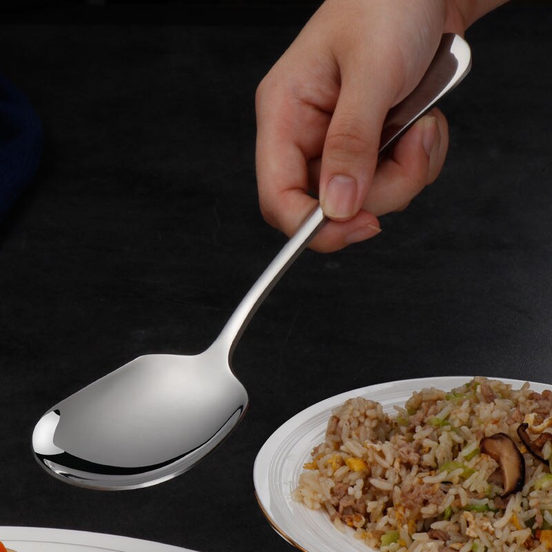 Stainless Steel Large Public Spoon Buffet Service Spoons Long Handle Soup Rice Tablespoon Restaurant Dinnerware Kitchen Utensils