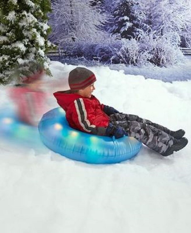 LED Opblaasbare Ski Cirkel Blauw Sneeuw Buis Slee Sneeuw Ring Sleds Skiën Buis Boot Vormige Skiën Sleds Vlot Sport Speelgoed