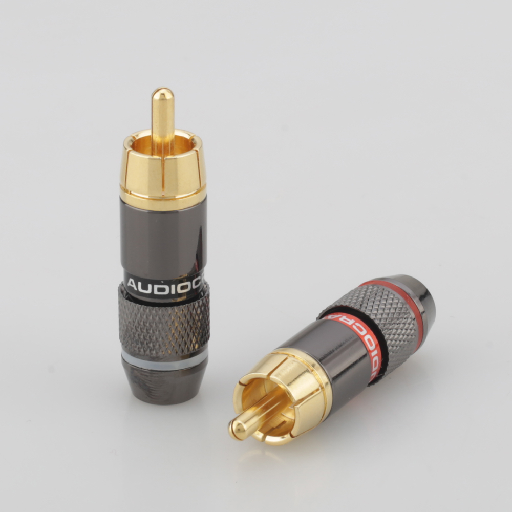 KUOQIY 12 Stuks Vergulde RCA Plug Audio Video Connector, RCA Plug Solderless, met Schroevendraaier, voor Multimedia en CCTV (6 Black 6 Red