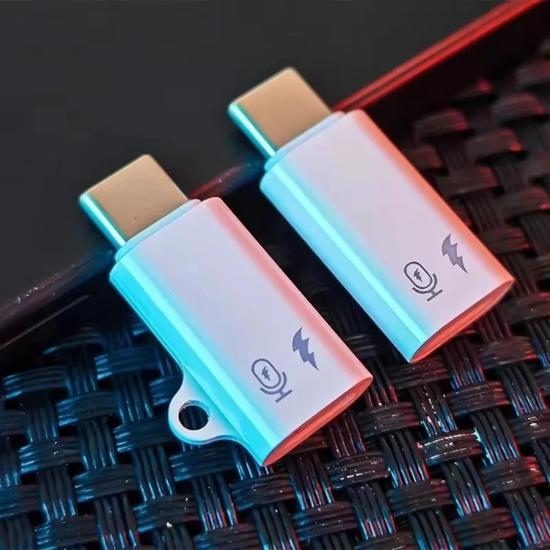 Adaptador OTG tipo C a convertidor Lightning para Apple 16 15, adaptador de transferencia de datos de micrófono Android portátil con cerradura, 2/1 Uds.
