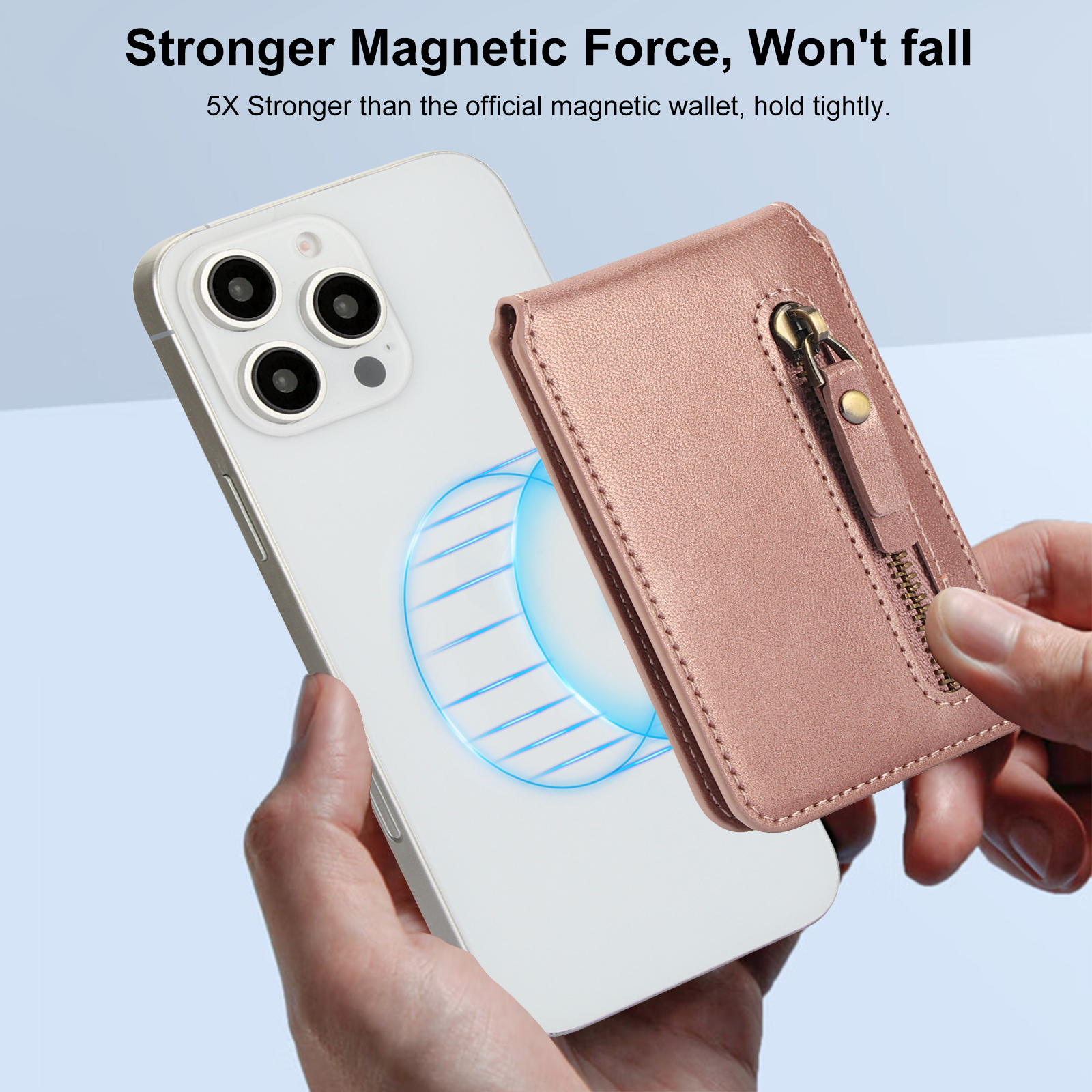 Magnetisk kortholder med glidelås, lommebok med vertikal åpning til magsafe, til iphone 16 pro max , 15 14 12, 13 deksel, tilbehør, veske
