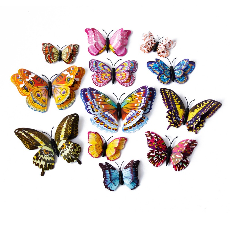 12pcs Luminous Butterfly Wall Stickers Decorations 3D Rainbow Stickers wall decor Animals glow in dark