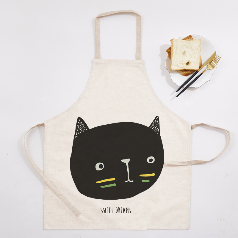 1Pcs Dier Patroon Katoen Schort Volwassen Slabbetjes Thuis Koken Bakken Koffie Winkel Schoonmaken Schorten Keuken Schoonmaken Accessoires: D