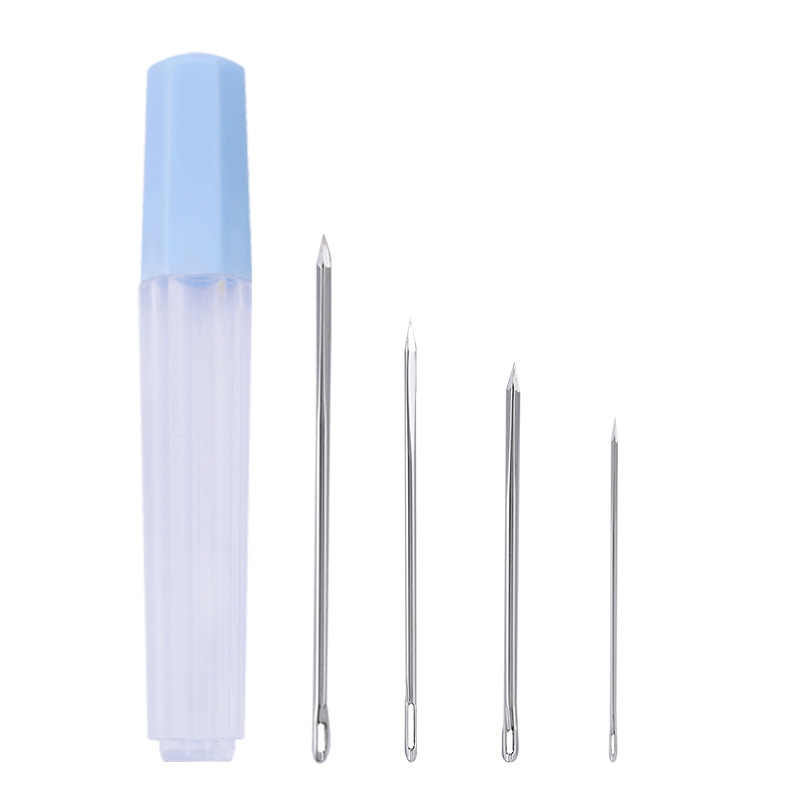 Agujas triangulares de cuero para manualidades, 4 Uds., alfiler especial de acero inoxidable para costura