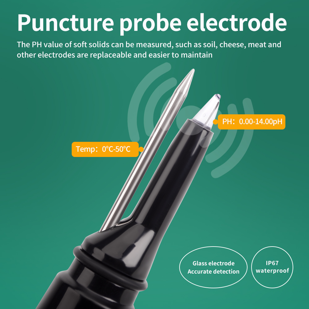 Digital Food PH Meter 0.00~14.00 PH Temp Acidity Tester Dough Soil PH Detector for Meat Cheese Bread Fruit Water Analyzer Meter