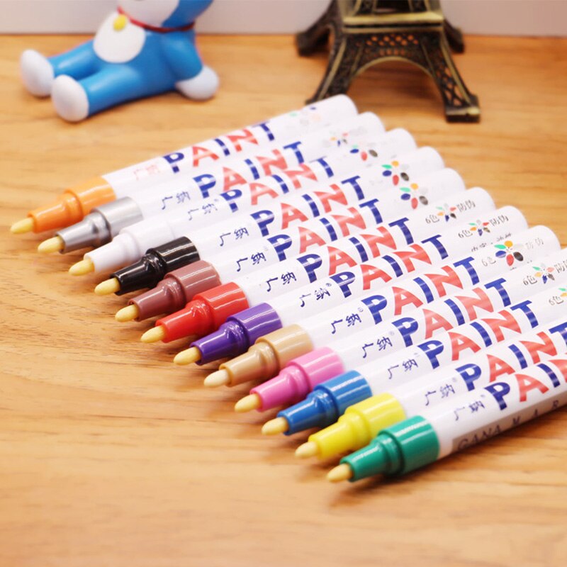 12 Kleuren Verf Marker Pen Waterdicht Autobanden Verf Pen Metallic Verf Marker Pennen Voor Hout Diy Graffiti Board schilderen