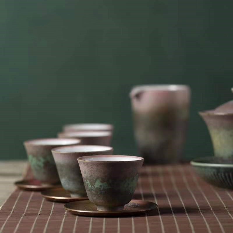 Japansk stil farverig ovn bagt keramisk kung fu te sæt kop grov keramik tekop keramisk kop mester kop enkelt kop tekopper