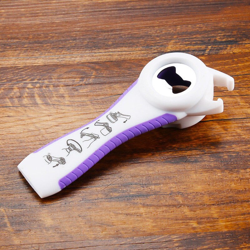 All In One Bottle Opener Jar Can Kitchen Manual Tool Gadget Multifunction: White Purple