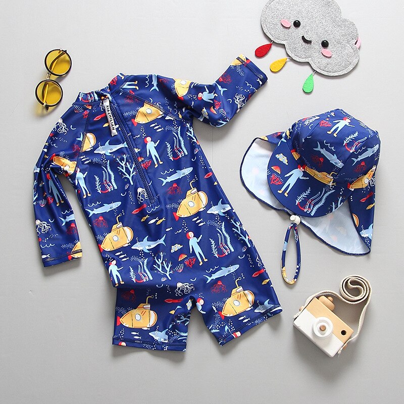 Beach Sportswear Toddler Boys Girls Cartoon Rashguard One Piece Swinsuit Kids Surfing Swimwear Children UPF50+ Swim Bathing Suit: 100