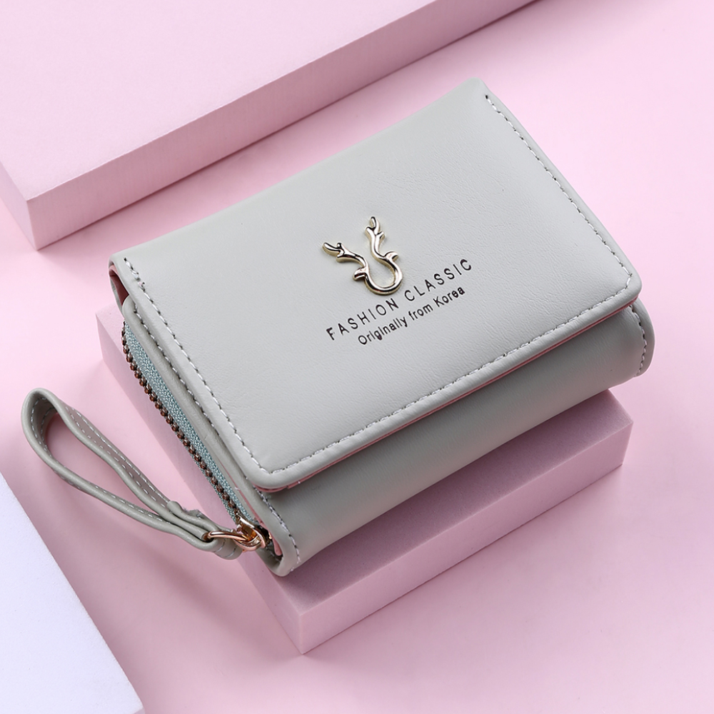 Mode Vrouwen Portemonnee Korte Vrouwen Portemonnee Portefeuilles Voor Vrouw Kaarthouder Kleine Dames Portemonnee Vrouwelijke Hasp mini Clutch: Cyan