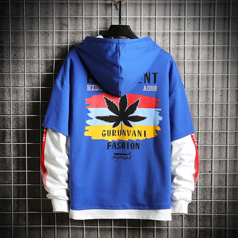 SingleRoad homme sweat à capuche pour homme surdimensionné Graffiti imprimé Hip Hop Harajuku japonais Streetwear jaune sweat à capuche homme sweat homme: Blue Hoodie Men / Asian-XL(EUR M)
