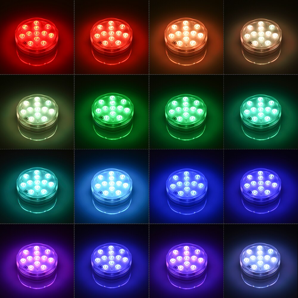 Battery Operated 10leds RGB Led Submersible Light Underwater Night Lamp Garden Swimming Pool Light for Wedding Party Vase Bowl