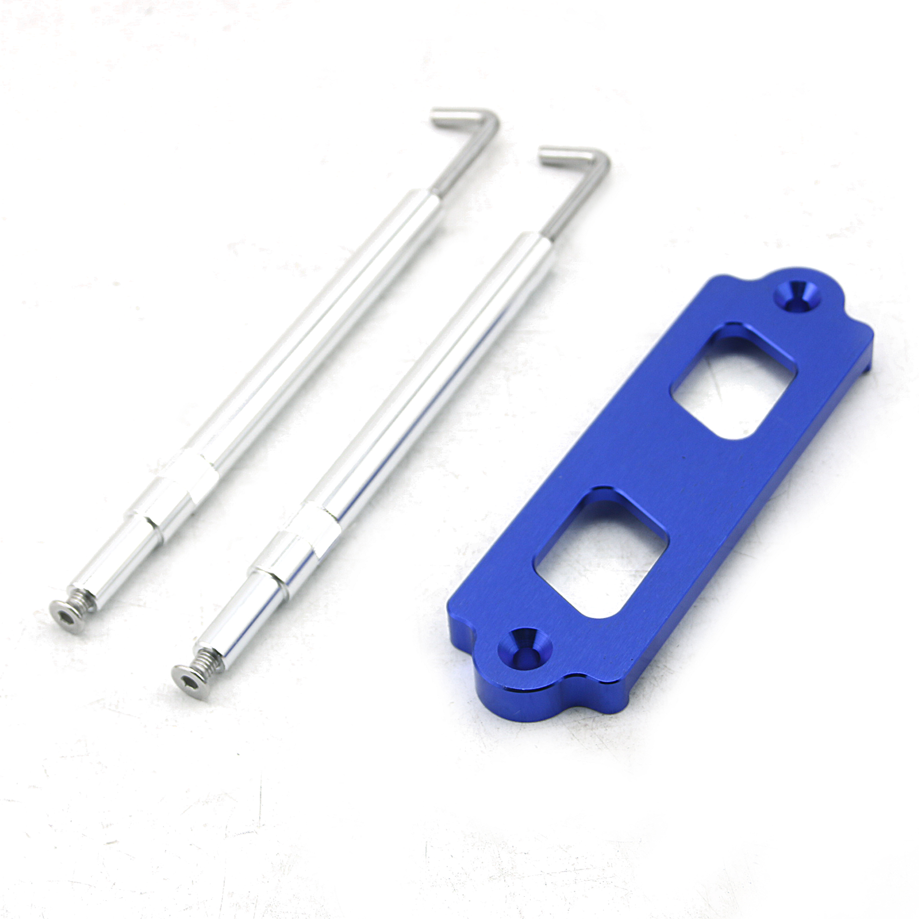 Aluminum Car Battery Tie Down Kit Hold Down Rod With Stainless Tray Hooks For Honda Civic / CRX S2000 For Acura Integra RSX: Blue