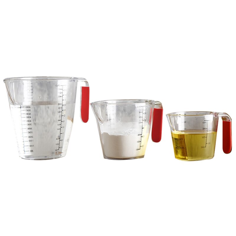 3PCS Stackable Measuring Cup with Different Size Units Heat-Resistant for Kitchen Measuring Cup Set 250Ml 500Ml 1000Ml