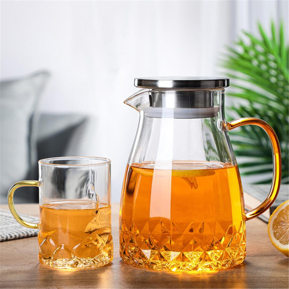 1000ml vattenkanna glasvattenkanna hem vattenkokare tekanna glasvattenkanna med handtag för kokande kall drinkglasglaskanna