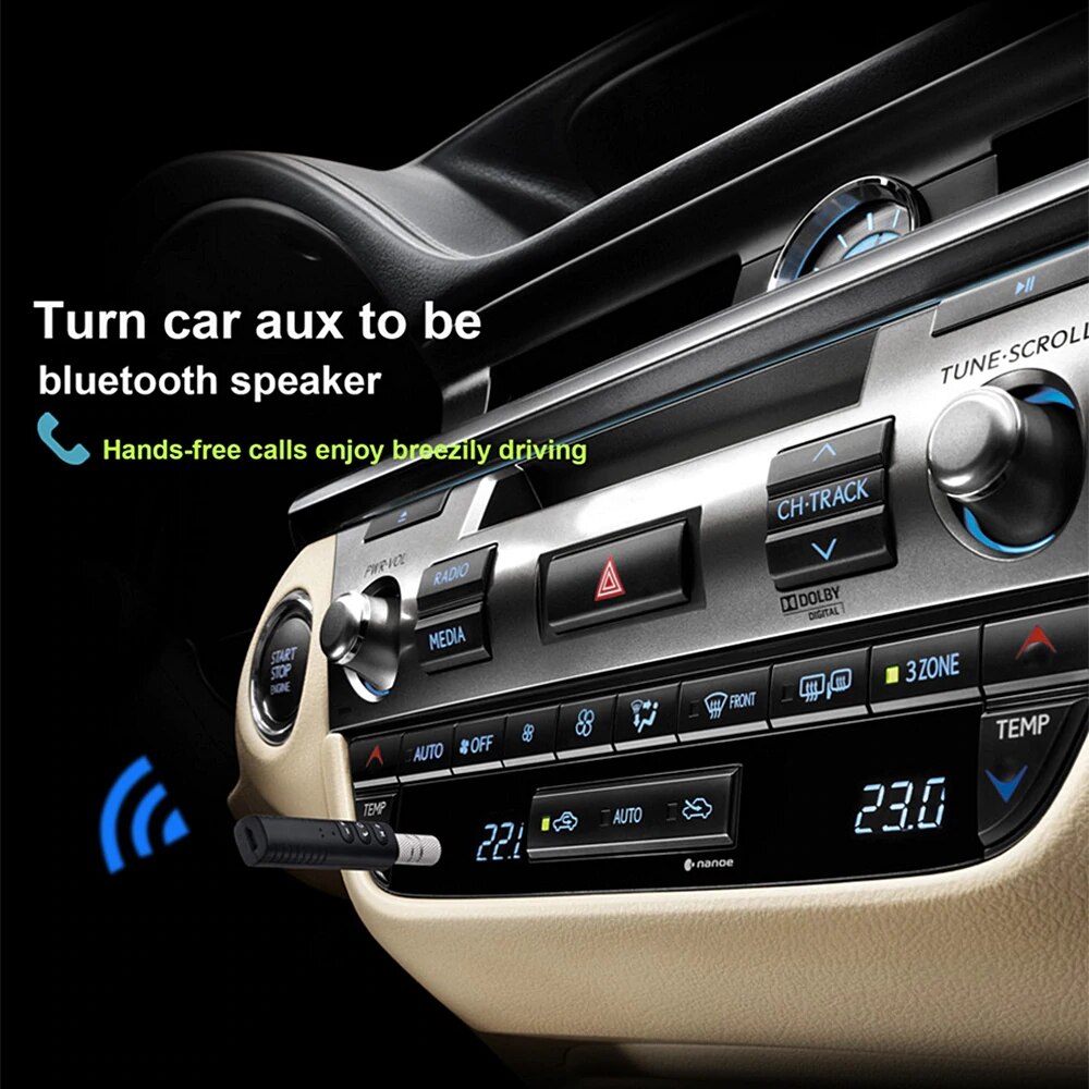 Trådløs bluetooth mottaker 5.0 adapter jack 3.5mm trådløs mottaker adapter auto aux sett bil til pc musikk  mp3 høyttaler hodetelefoner