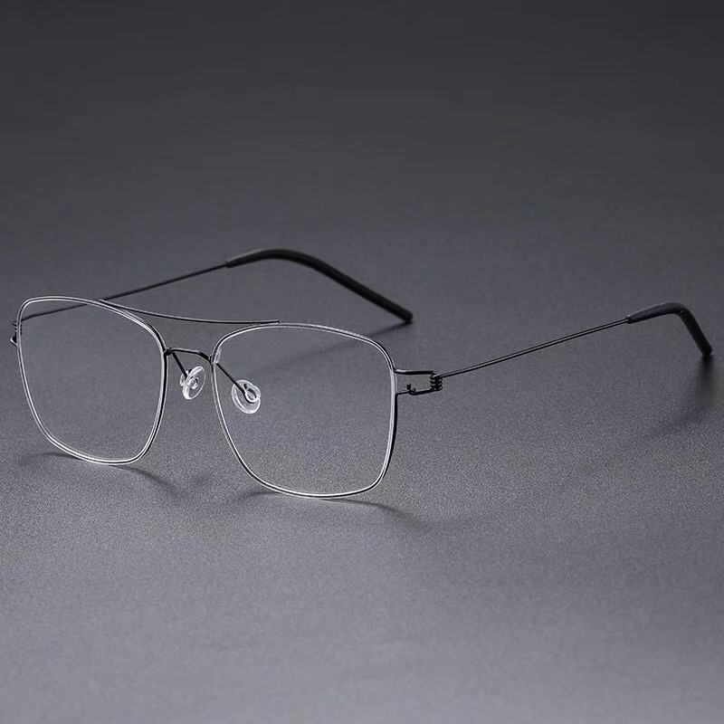 Denmark Brand Ultralight Screwless Titanium Square Glasses Frame Men Women Double Beam Optical Prescription Eyeglasses Martin