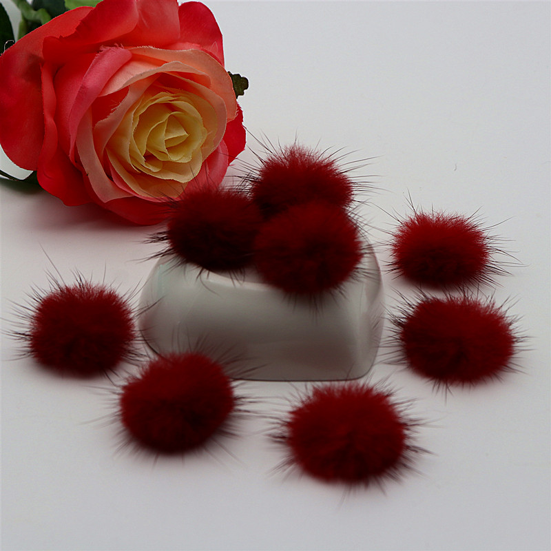 Pompones de visón coloridos de 25Mm, esponjosos de 2,5 cm, pendientes de sombreros, Llavero artesanal, materiales de joyería hechos a mano, 10 Uds.