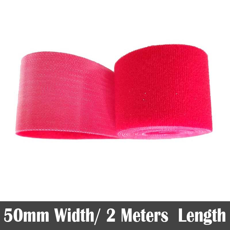 50mm * 2m Kabel Krawatten Magie Klebstoff Verschluss Band Haken und Schlaufen Clip Draht Linie Tabelle Band Klebrige Band Farbe: rot