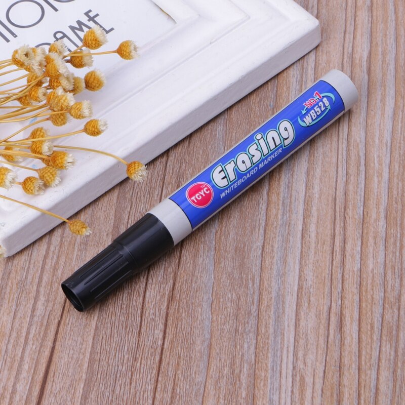 Erasable Black Ink Marker Pen Whiteboard Fast Dry Comfort Grip For Office