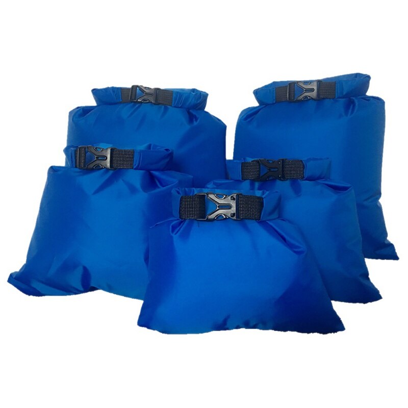Lot de 5 sacs étanches en tissu silicone enduit de 1.5l/2.5l/3.5l/4.5l/6l couches pour rafting, canoë, bateau: Bleu