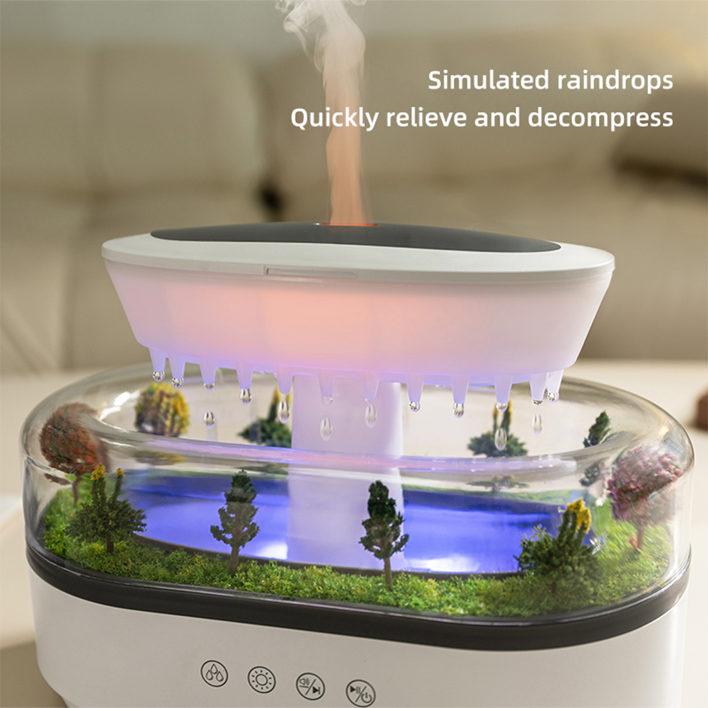 Rain Cloud Humidifier and Oil Diffuser Water Drip Micro Landscape Aroma Diffuser 7 Night Light Aromatherapy Diffuser for Bedroom
