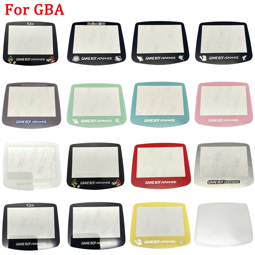 Original Size Glass lens mirror cover for GAMEBOY ADVANCE GBA Screen Lens Protector Cover SFC IQUE /Black Lens /Clear 16Colors