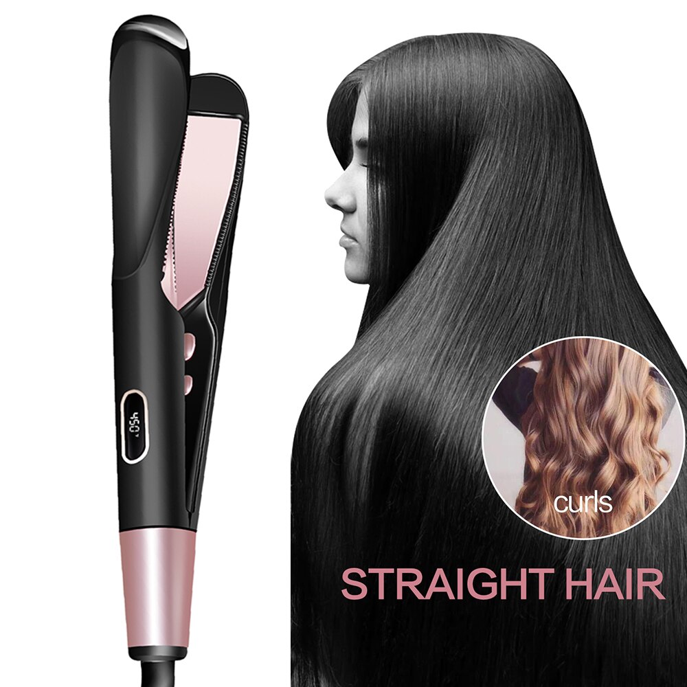 Flat Iron Stijltang Keramische 2 In 1 Straightening Krultang Elektrische Haar Tang Styler Grote Corrugation Haar Krultang