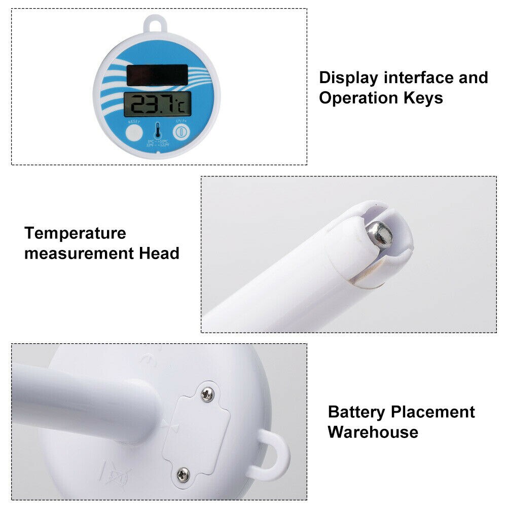 Zonne-energie Digitale Thermometer Zwemmen Drijvende Zwembad Nauwkeurige Water Temperatuurmeter YS-BUY