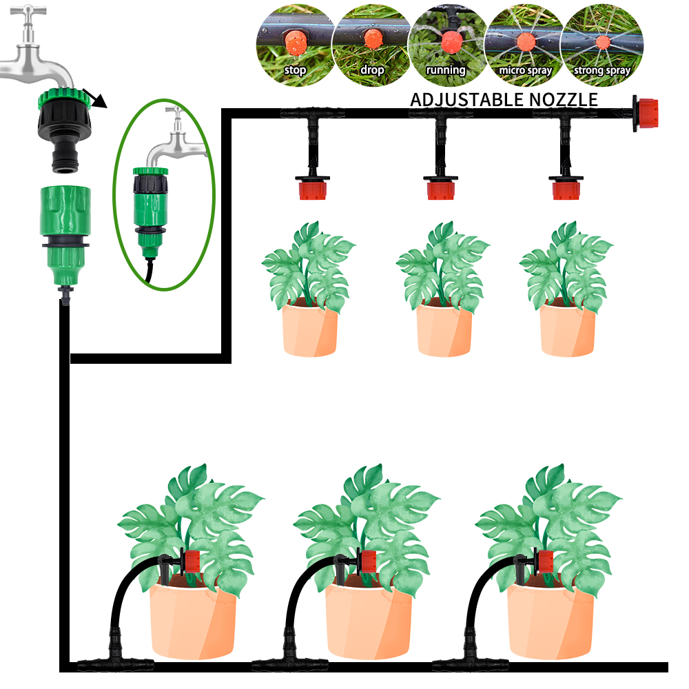 5-20M Drip Irrigation System Plant Watering Set Watering Kits Adjustable Drippers For Irrigation Micro Garden Watering System