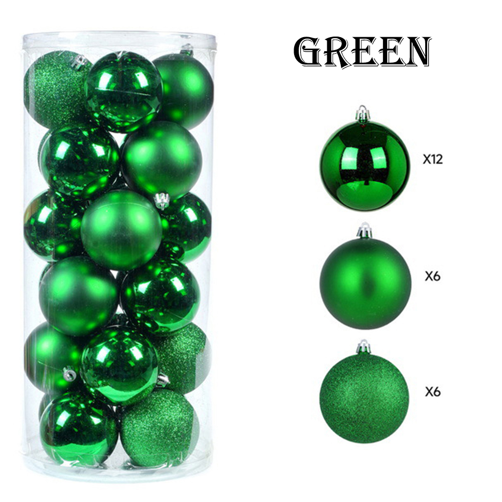 3/4cm 24 . røde grønne julekuler pynt jul juletrekuler dekorasjon hengende anheng ball år navidad dekor: Fluorescensgul / 4cm
