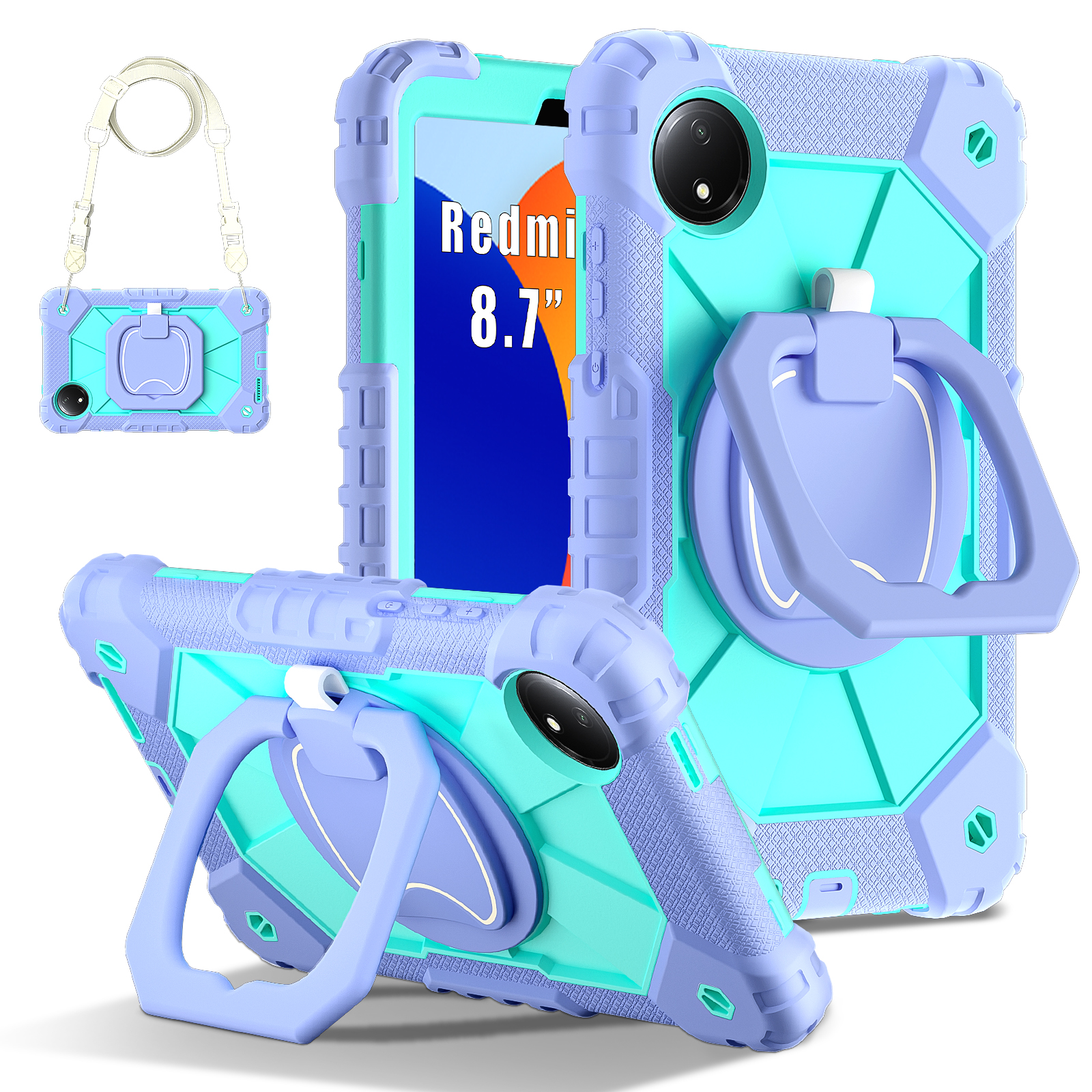 Funda para xiaomi pad 7 pro 11,2 "SE 8,7" redmi pro poco pad 12,1 "tableta segura a prueba de golpes funda con soporte de silicona para PC + correas para los hombros